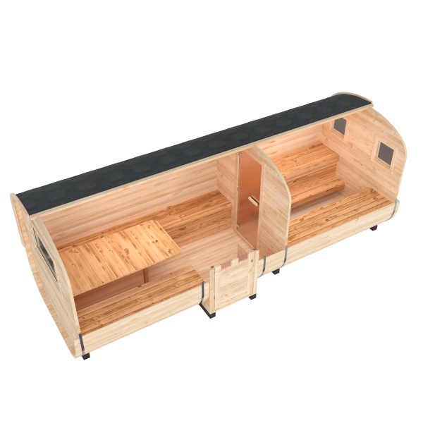 Fasssauna / Gartensauna / Banja / Quadro 6,0 m mit Vorraum